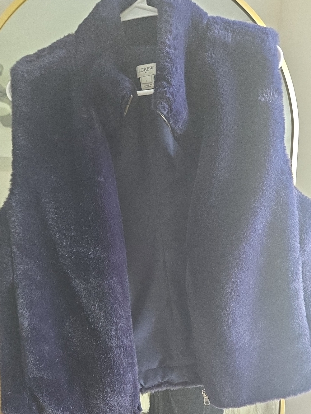 J. Crew Deep Navy Faux Fur Vest